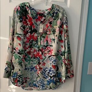 Talbots Multicolor Floral V-Neck Blouse